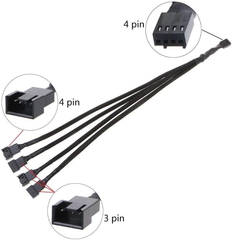 4 Pin Fan Çoklayıcı Y PWM Çoklayıcı Splitter Kablosu 4 Port
