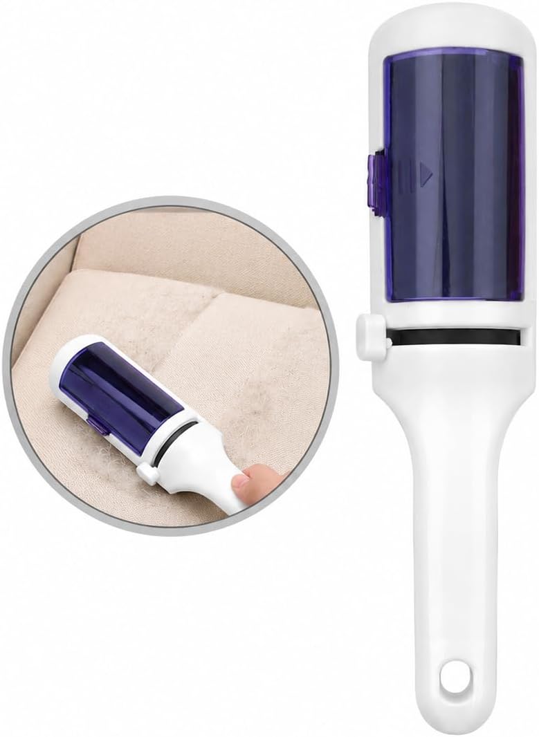 Myclean Elektrostatik Tüy Toplama Rulosu Hazneli Yeniden Kullanılabilir Tüy Toplayıcı | Kıyafet, Koltuk, Halı, Perde, Çarşaf ve Araç İçi İçin Pratik Tüy, Saç ve Toz Temizleyici