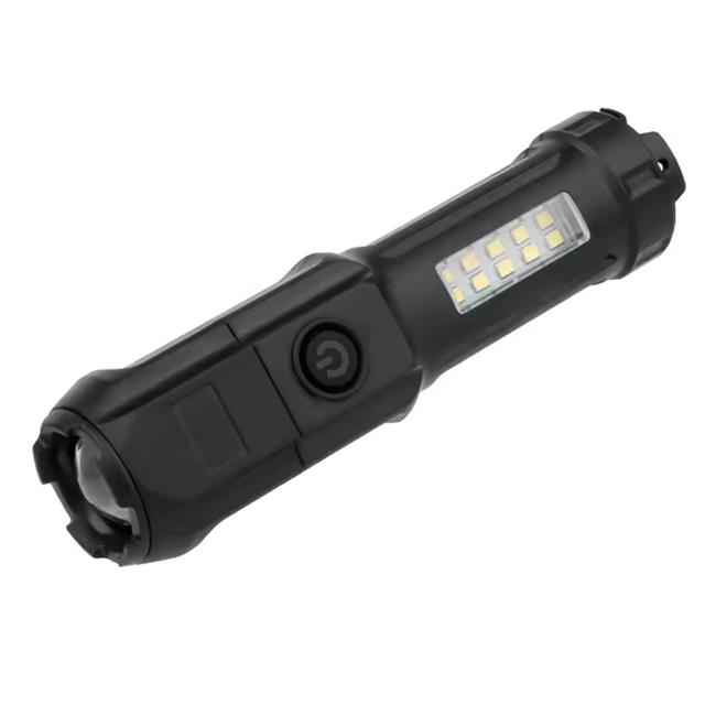 109-B Zoomlu Flash Özellikli SMD ve Power LED’li Şarjlı Plastik Kasa El Feneri (Powerbank Özellikli)