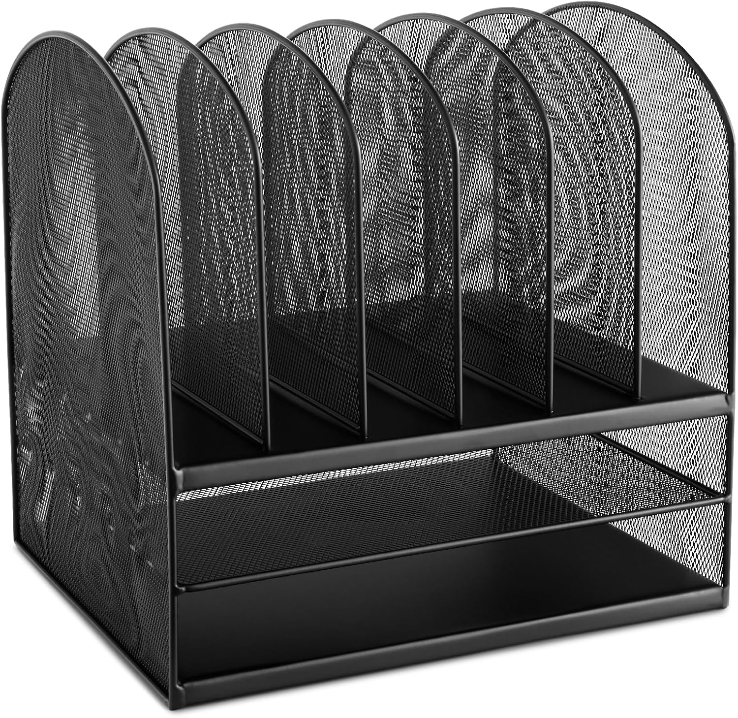 3255BL Onyx çalışma masası düzenleyici, metal kafes, iki uzunlamasına ve altı çapraz bölmeli