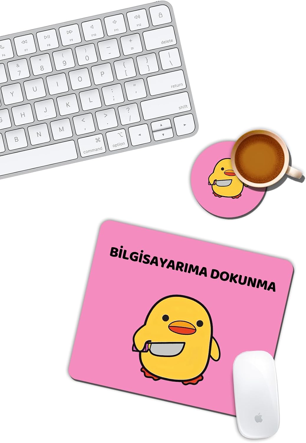 Bela Ördek Bilgisayarıma Dokunma Mouse Pad ve Bardak Altlığı Set