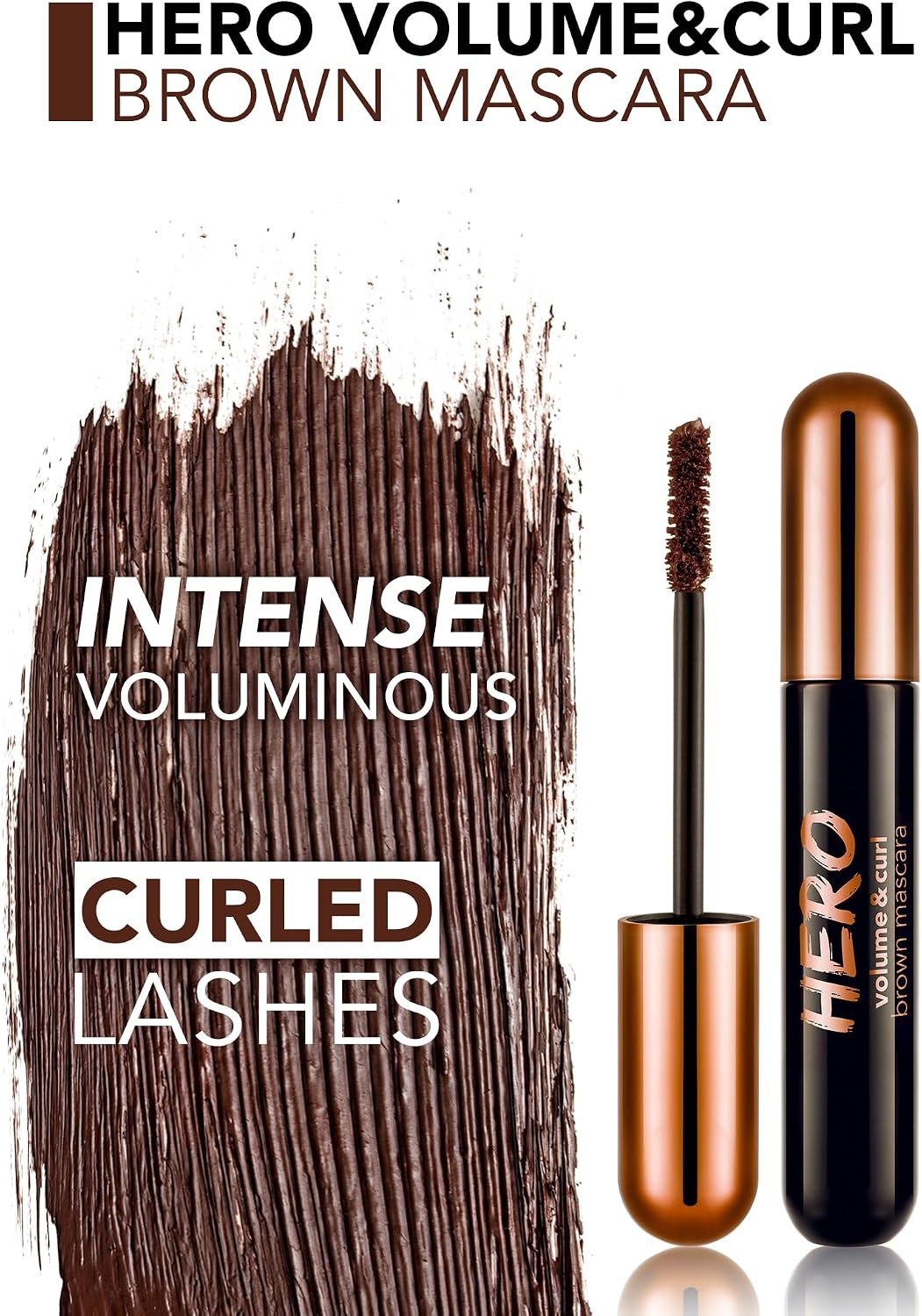 Hero Volume & Curl Yoğun Hacim Veren Nemlendirici Etkili Kahverengi Maskara