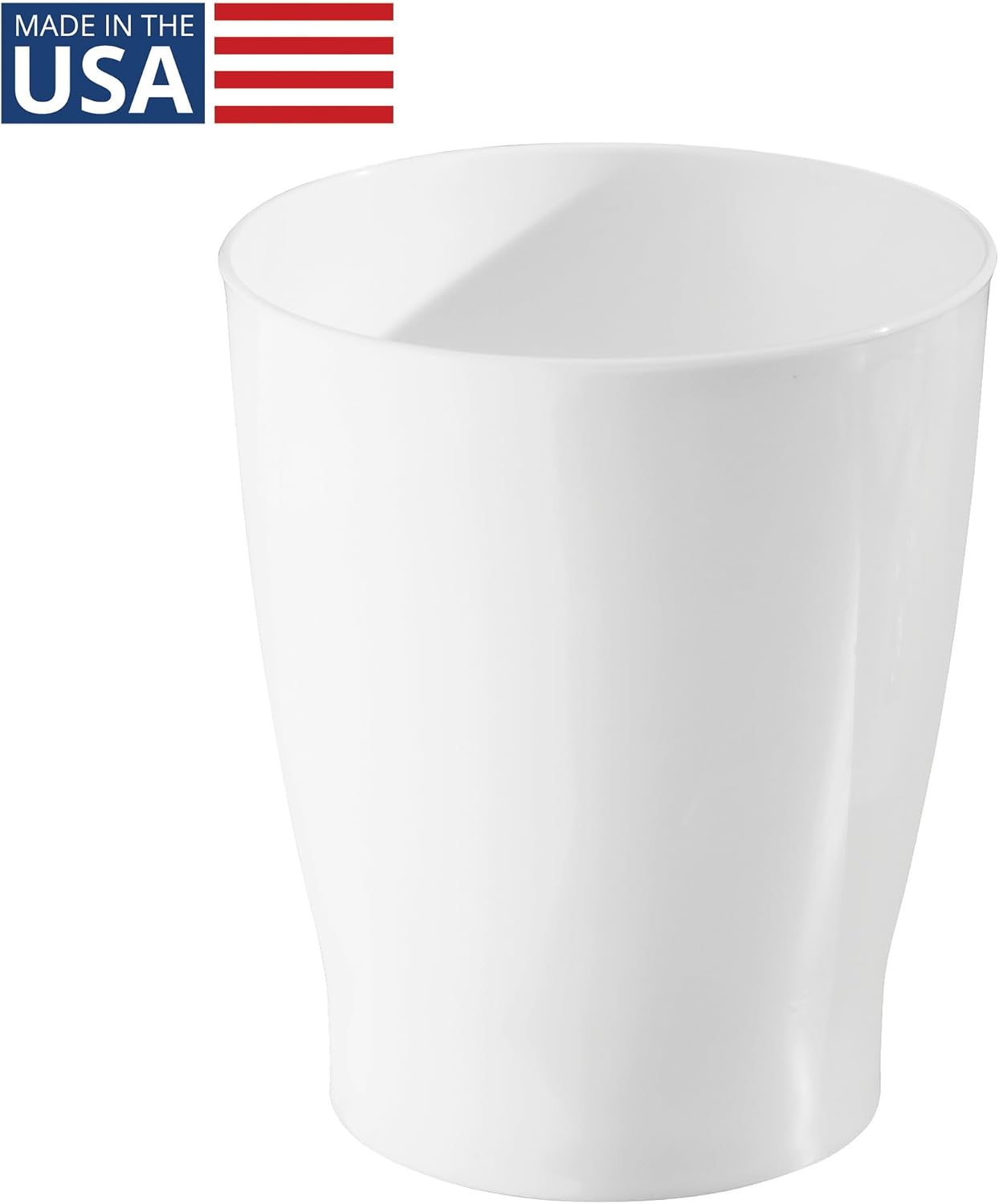 iDesign Banyo, Yatak Odası, Ev Ofis, Yurt için Kompakt Yuvarlak Plastik Çöp Kovası, 19,6 cm x 19,6 cm x 23,1 cm, Franklin Koleksiyonu, Beyaz