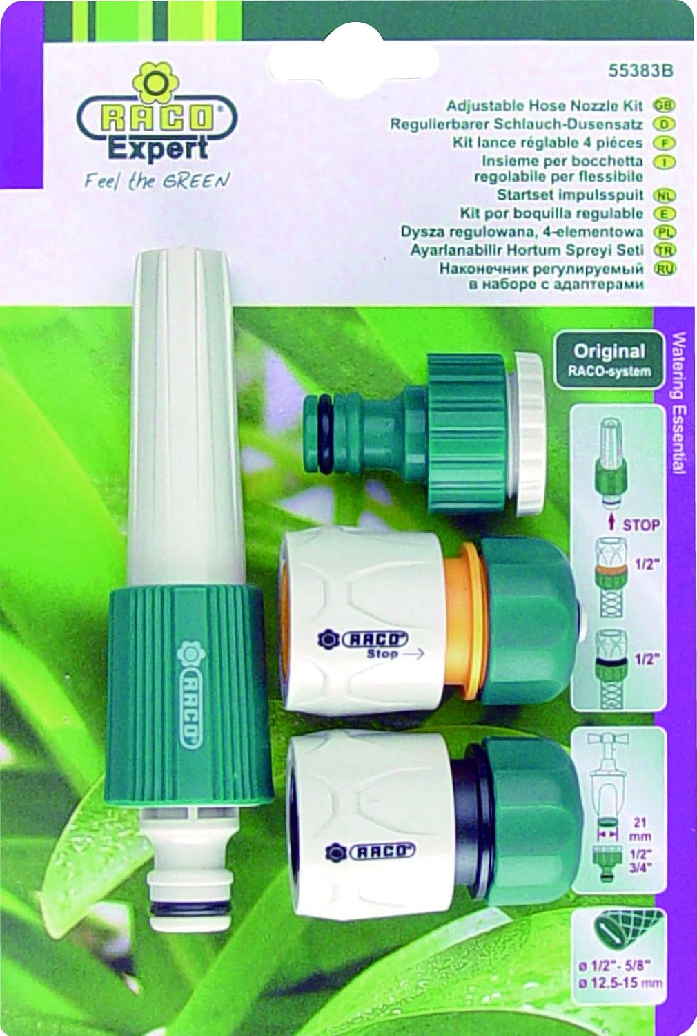 55383 Ayarlı Sprey Başlıklı, Bağlantı Adaptörlü Hortum Ucu Tabanca Seti 1/2"