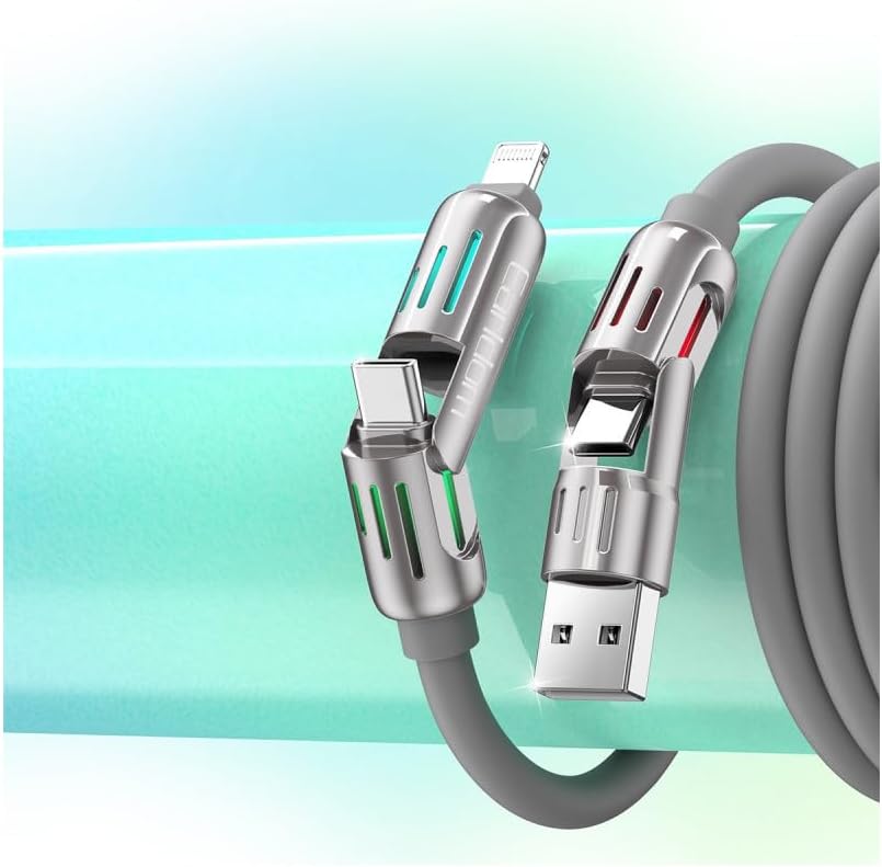 IC02 4in1 240W Type-C to Type-C, USB to Lightning, Type-C to Lightning, Gri