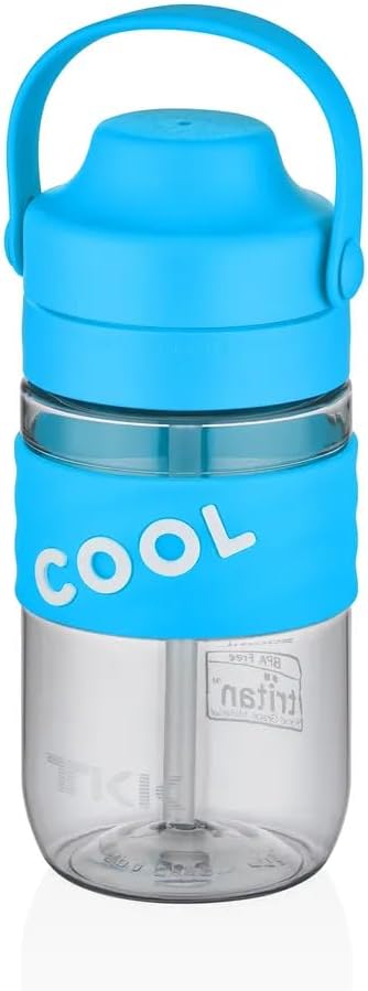 TKK 550ml Cool Silikon Gövde Yumuşak Pipetli Çocuk Matarası (Açık Mavi)