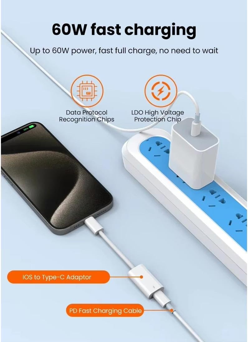 GA10 Mac-Book iPhone ile Uyumlu Şarj Data Kablosu 15 ve Üstü Çevirici Type-C to Lightninng Adaptör