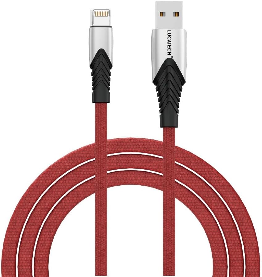 USB Lightning Hızlı Şarj Kablosu - Kırılmaz Örgülü Bordo Kablo