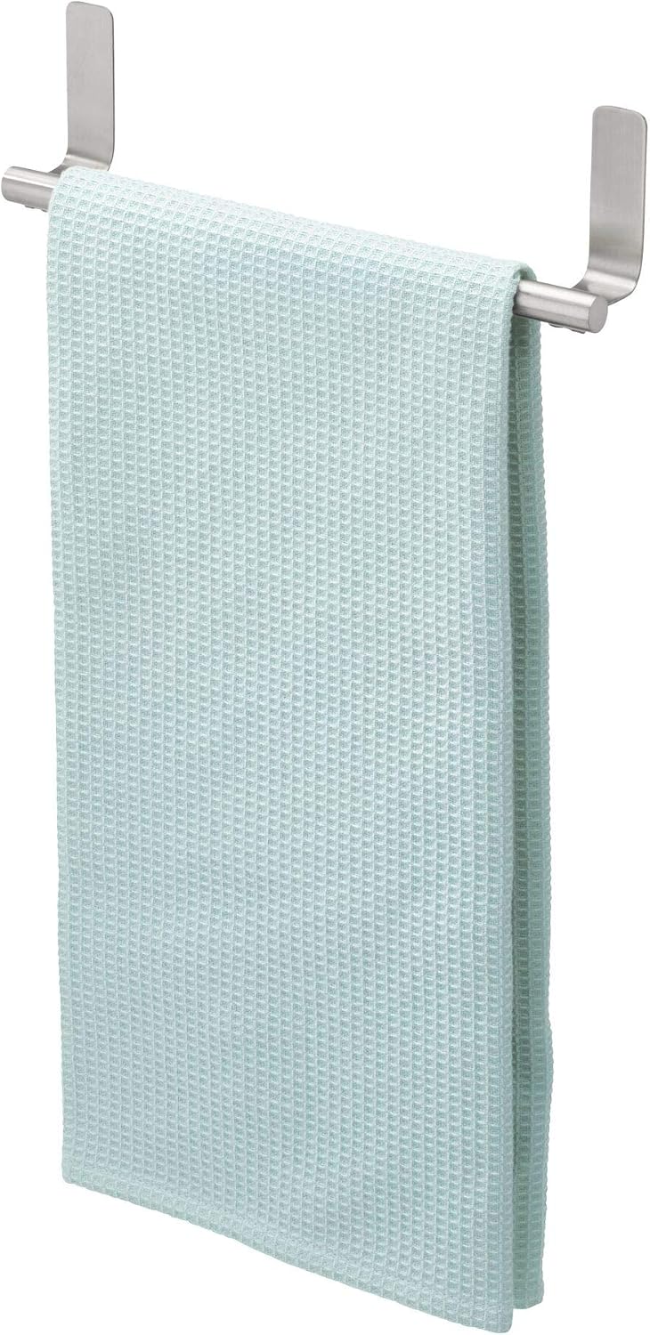 iDesign 82700 Forma Banyo, Mutfak Duvarları, Dolaplar, Tezgah Üstü için Kendinden Yapışkanlı Havlu Tutacağı, 1'li Set, Fırçalanmış Paslanmaz Çelik
