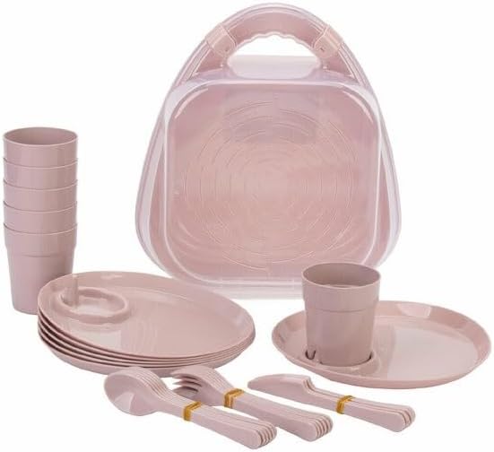 6 Kişilik 32 Parça Piknik Seti Pudra MRD474