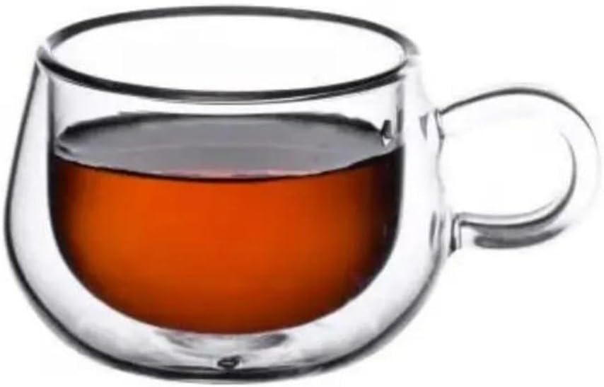 Çift Cidarlı 200 ML Kulplu Cam Bardak, Neskafe Fincanı, Çay Kupası, 1 Adet - 12673