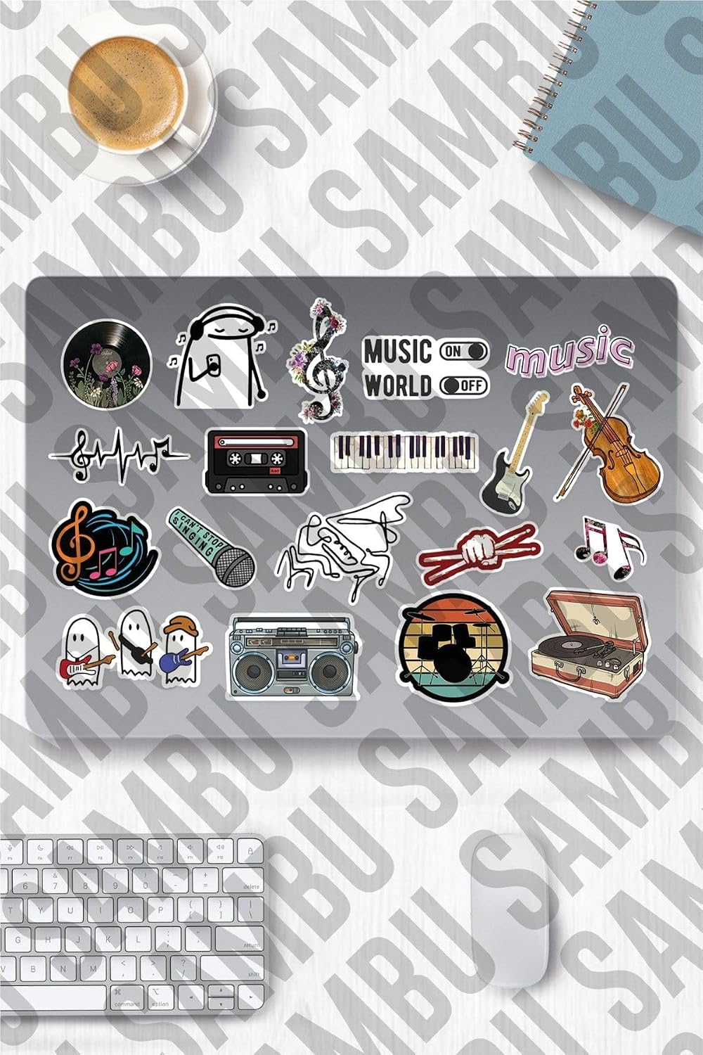 Müzik Temalı Sticker Etiket Seti - Music Sticker - Laptop Notebook Telefon