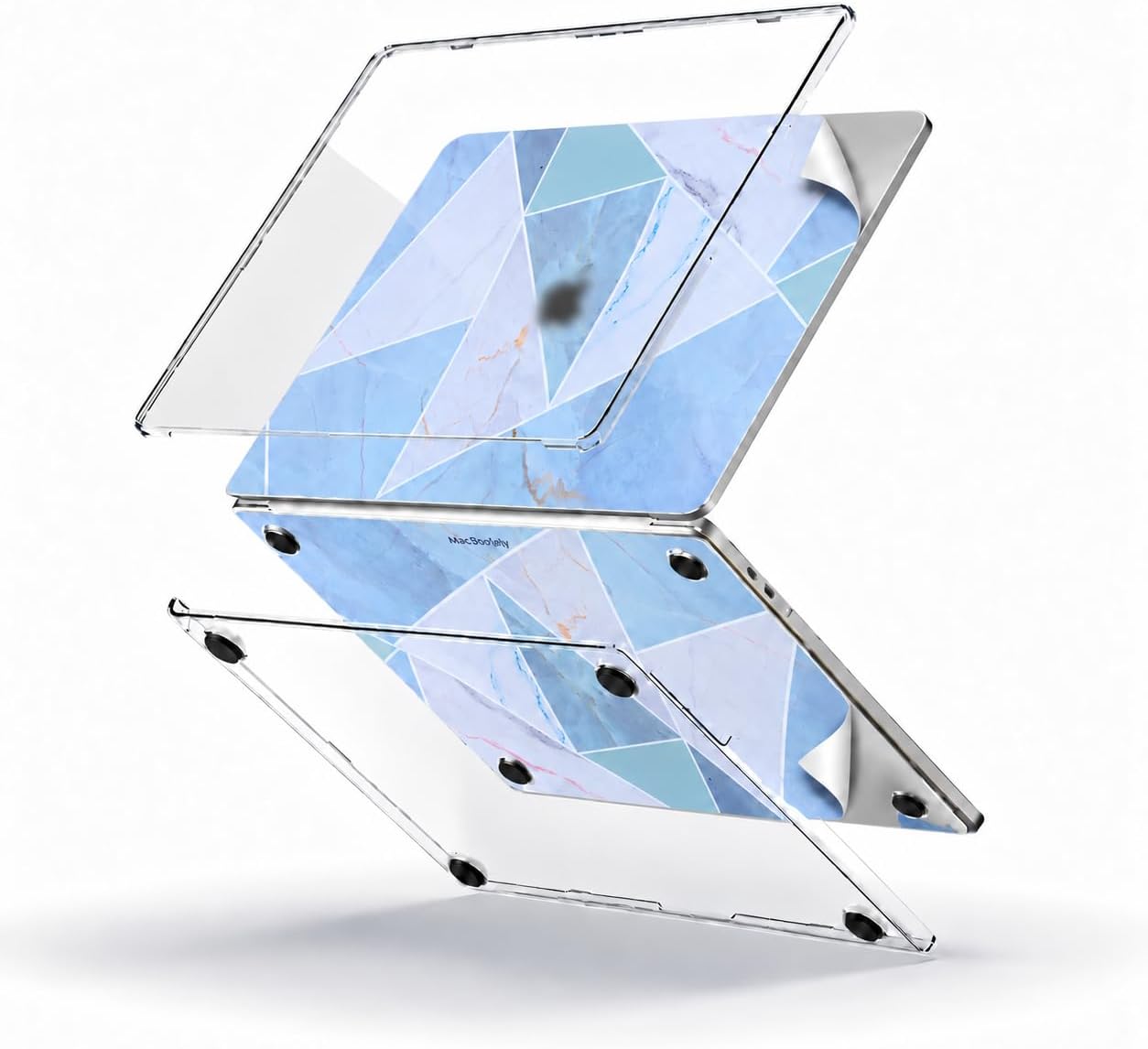 Macbook Pro M1-M2 Kılıf A2338 ile Uyumlu Koruyucu Sticker Laptop Kaplama Marble14 Gri