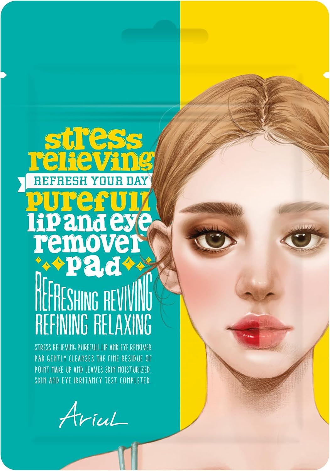 Stress Relieving Purefull Lip and Eye Remover 10 Pads-Cildi Kurutmayan Makyaj Arındırıcı Pamuk Ped