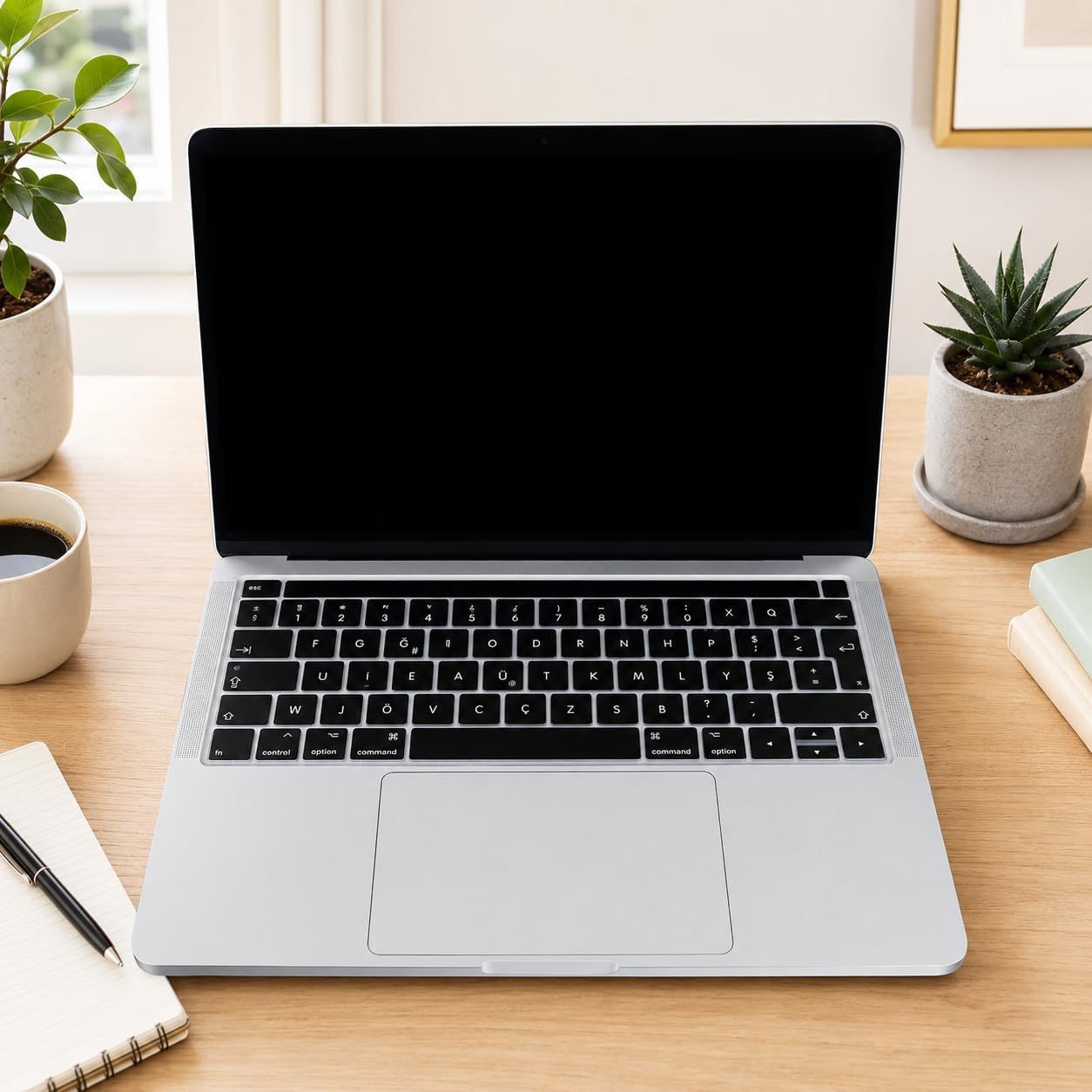 MacBook Pro Türkçe F Klavye Koruyucu A1706 A1989 A2159 A1707 A1990 A2251 A2289 A2338 A2141 Uyumlu UK ISO Ters L Enter Silikon Keyboard Cover Siyah