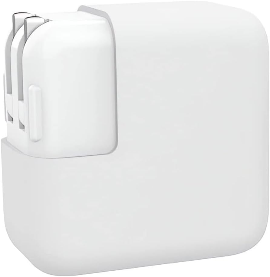 MacBook Şarj Aleti Kılıfı Silikon | 29W A1540, 30W A1882, 35W A2571 USB-C Uyumlu | MacBook 12 ve Air 13.3/13.6/15.3 Adaptör Koruyucu Beyaz