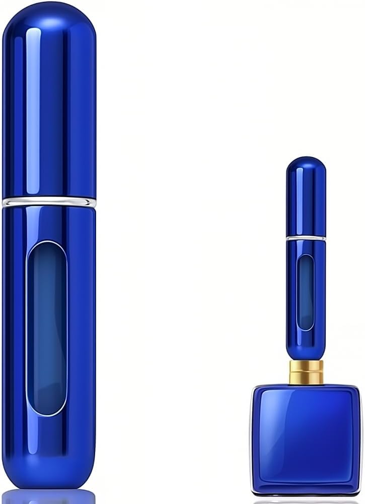 Parfüm Şişesinden Çanta Içi Mini Doldurulabilir Seyahat Cep Yedek Parfüm Şişesi 5 ml, Makyaj Organizer, (1 Adet) (Mavi)