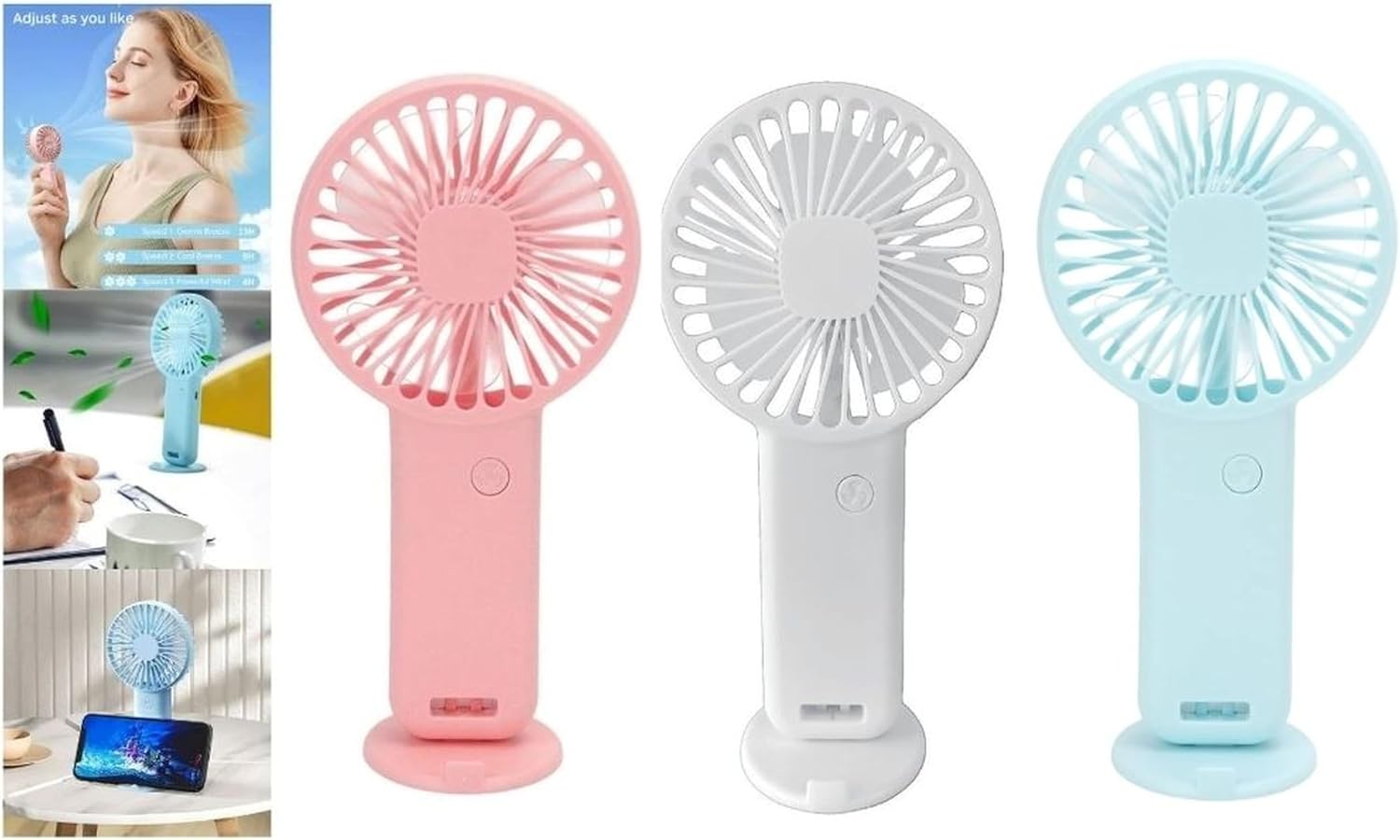 3 ADET MİNİ FAN,TELEFON TUTUCU,PORTATİF EL VANTİLATÖRÜ ASORTİ 9,3x19cm