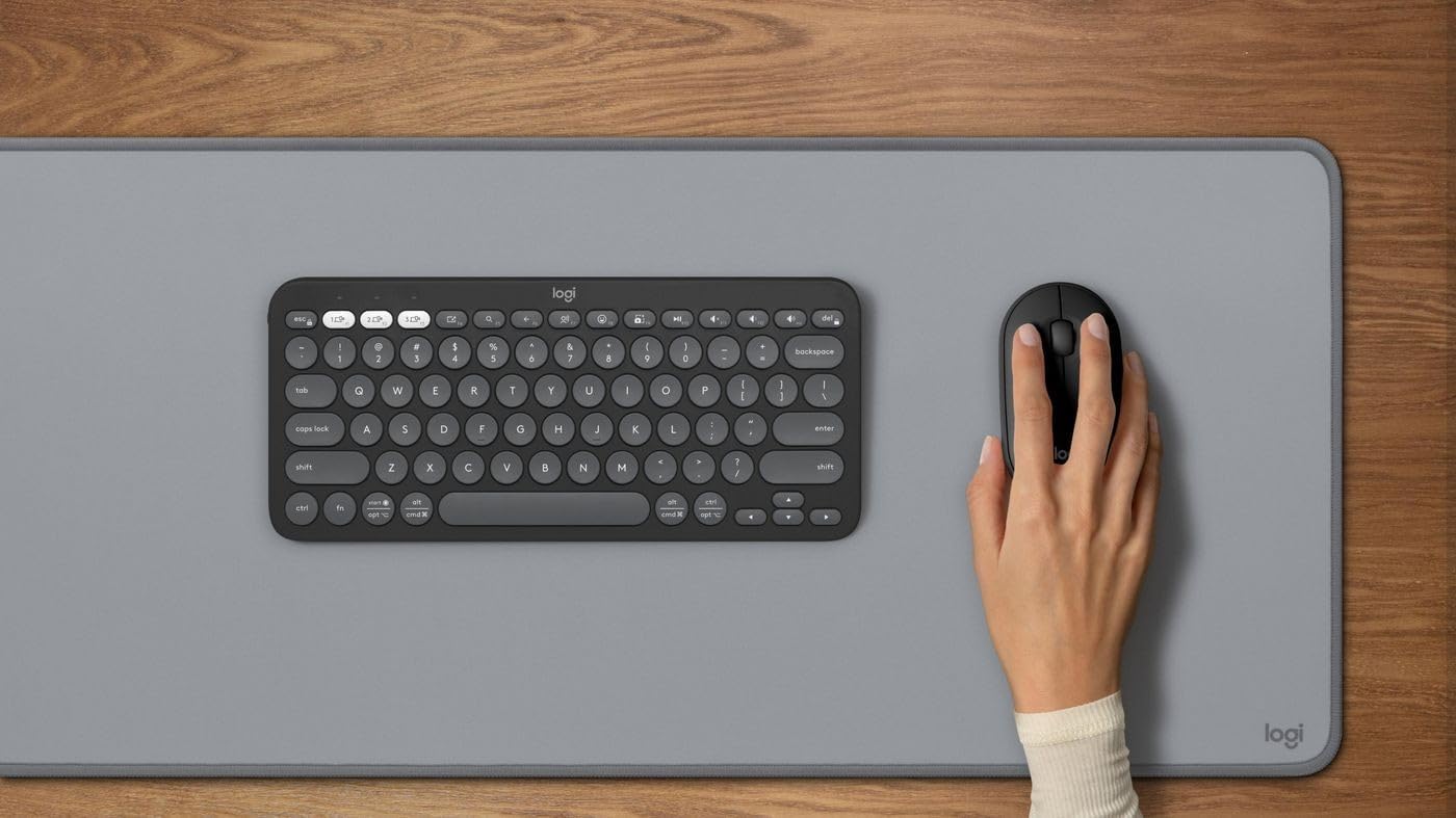 M350s Pebble Mouse 2 İnce Bluetooth Kablosuz Mouse, Taşınabilir, Hafif, Özelleştirilebilir Tuş, Sessiz Tıklama, Windows, macOS, iPadOS, Android, Chrome İşletim Sistemleri, Easy-Switch, Siyah