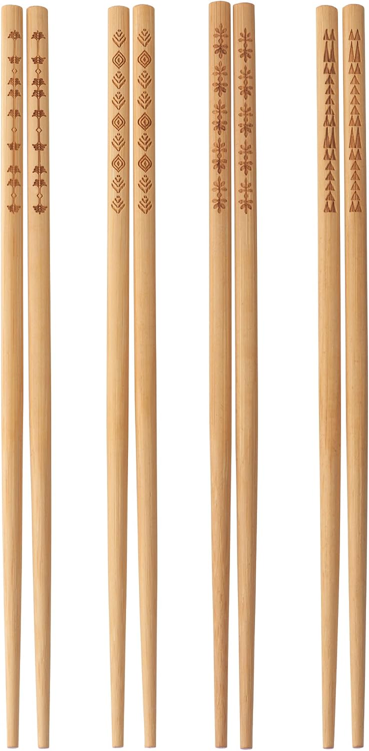 TREBENT Yemek Çubukları, 4 Çift, Bambu