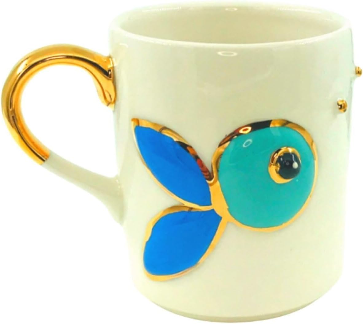 24 Ayar Altın Işlemeli Balık Mug Fish El Yapımı Handmade 330 ml