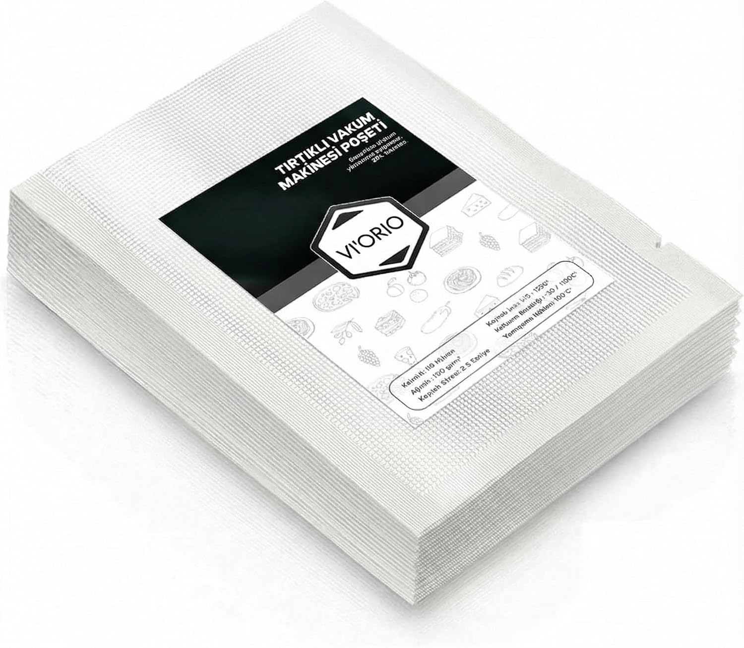 50 Adet Tırtıklı Vakum Makinesi Poşeti Torbası (SEÇENEKLİ) (20x25cm)