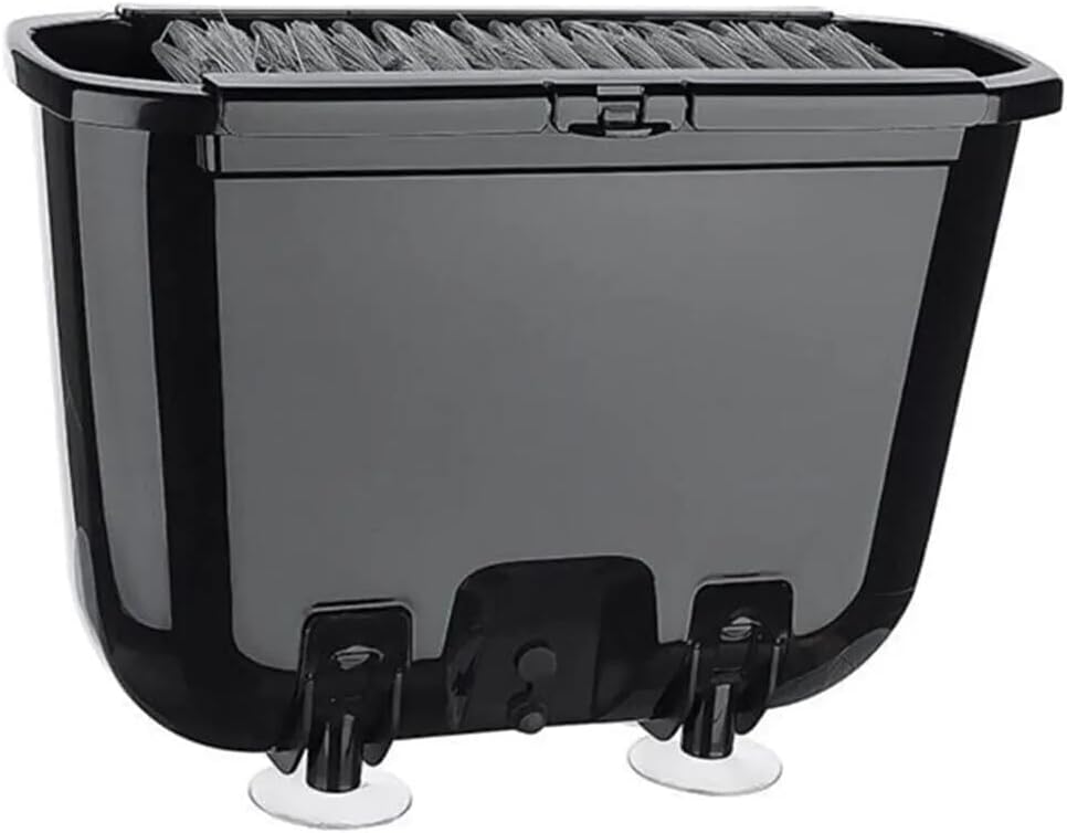 Vantuzlu Tabak Yıkama Fırçası, Plastik, Gri, 29.7x13x21 cm, 3 Litre Hacimli, Su Tasarruflu Bulaşık Yıkama Kabı, Vakumlu Ayaklı (Siyah)