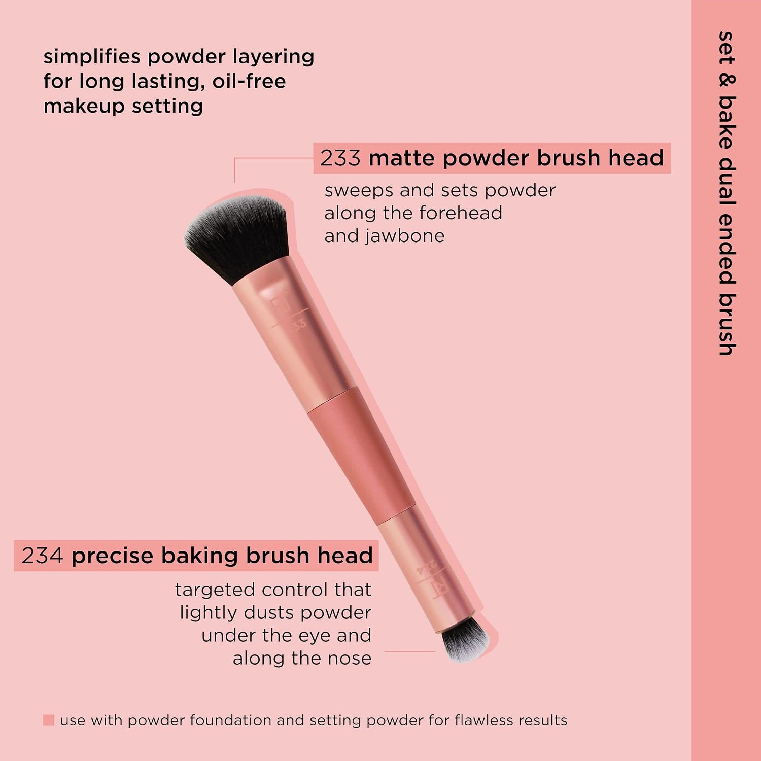 Cover & Conceal Çift Uçlu Makyaj Fırçası, Kusursuz Fondöten Kapsamı, Lekeleri ve Kusurları Pürüzsüzleştiren ve Kaplayan 2'si 1 Arada Fırça, Karıştırma ve Parlatma Fırçası, 1 Adet