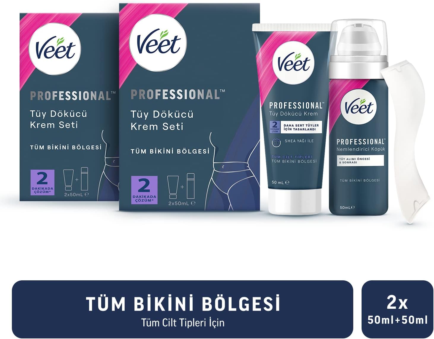 Professional Bikini Bölgesi Tüy Dökücü Krem SETİ (50 ML + 50 ML) x 2 Adet