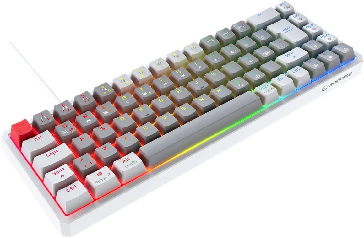 YORU MINI Gri/Beyaz Type-C Bağlantılı OUTEMU Red Swich Q Mekanik Gaming Oyuncu Klavye