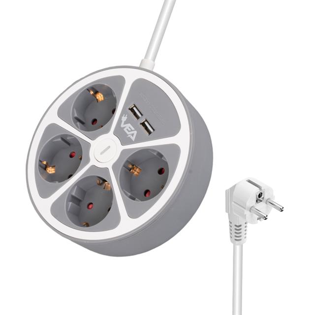 Vea VE-G604YU 4’lü 2 USB’li Anahtarlı 1.5 Metre Grup Priz