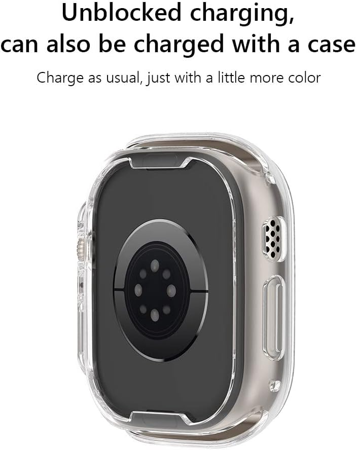 Apple Watch Ultra 49mm Tam Koruyucu Kılıf - Köşeleri Kapatan Şeffaf PC Çerçeve