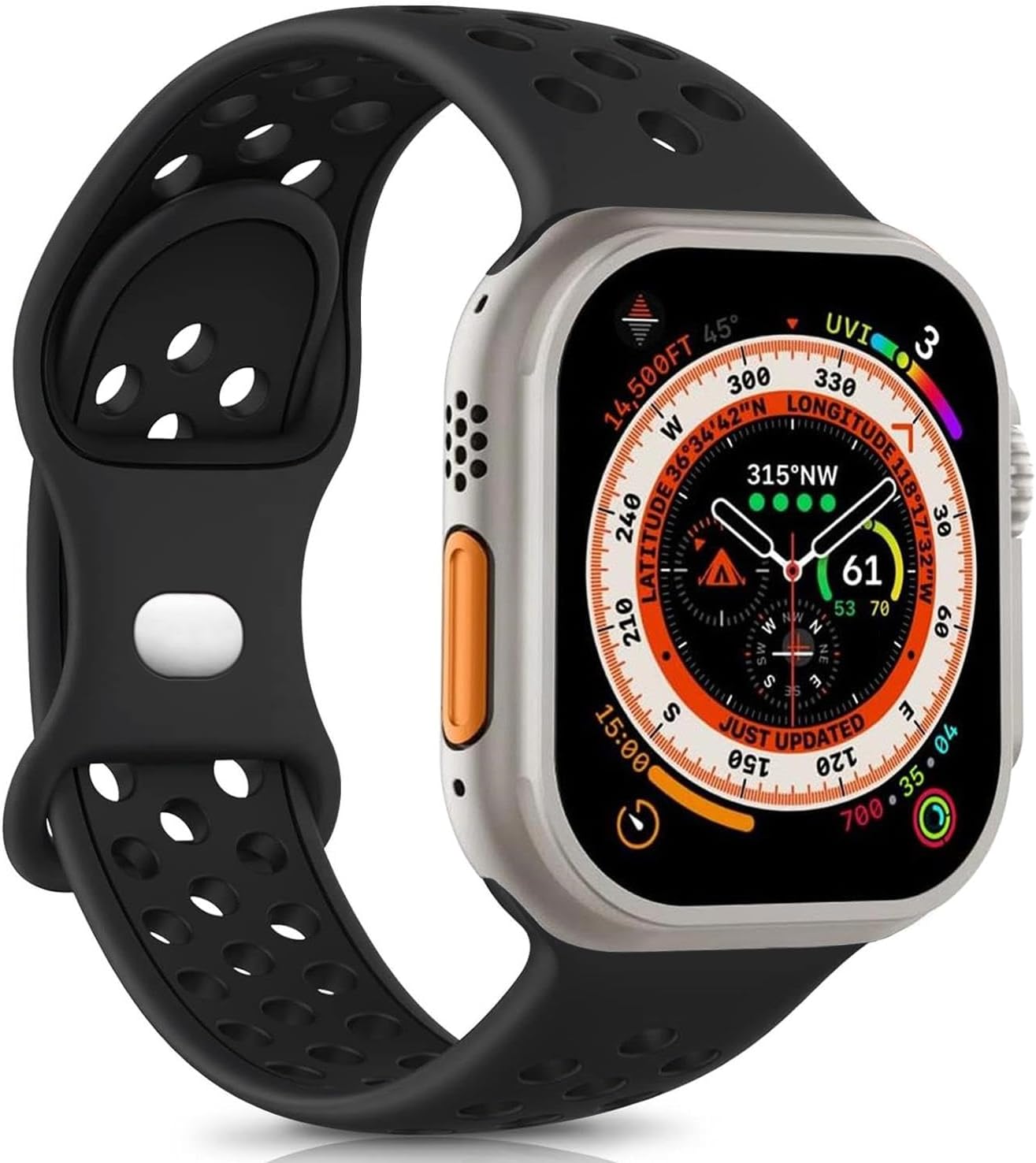 Apple Watch Series 10 42mm için Kordon Rainbow Band Siyah [Watch Series 10 42mm ile Uyumlu Kordon - Siyah]