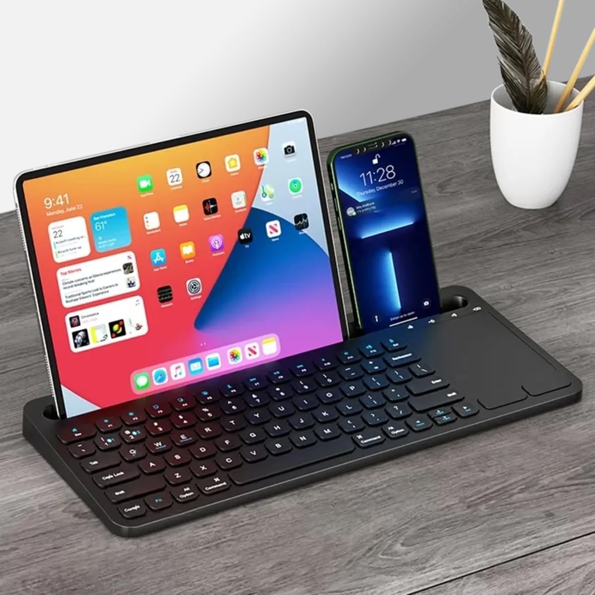 Şarjlı Bluetooth TouchPad Klavye Dual Bağlantı Xiaomi Mi Pad 5 11 inç Uyumlu Hızlı ve Kolay Kablosuz Bağlantı Tablet ve Telefon ile Kullan Türkçe Q Klavye ZR731
