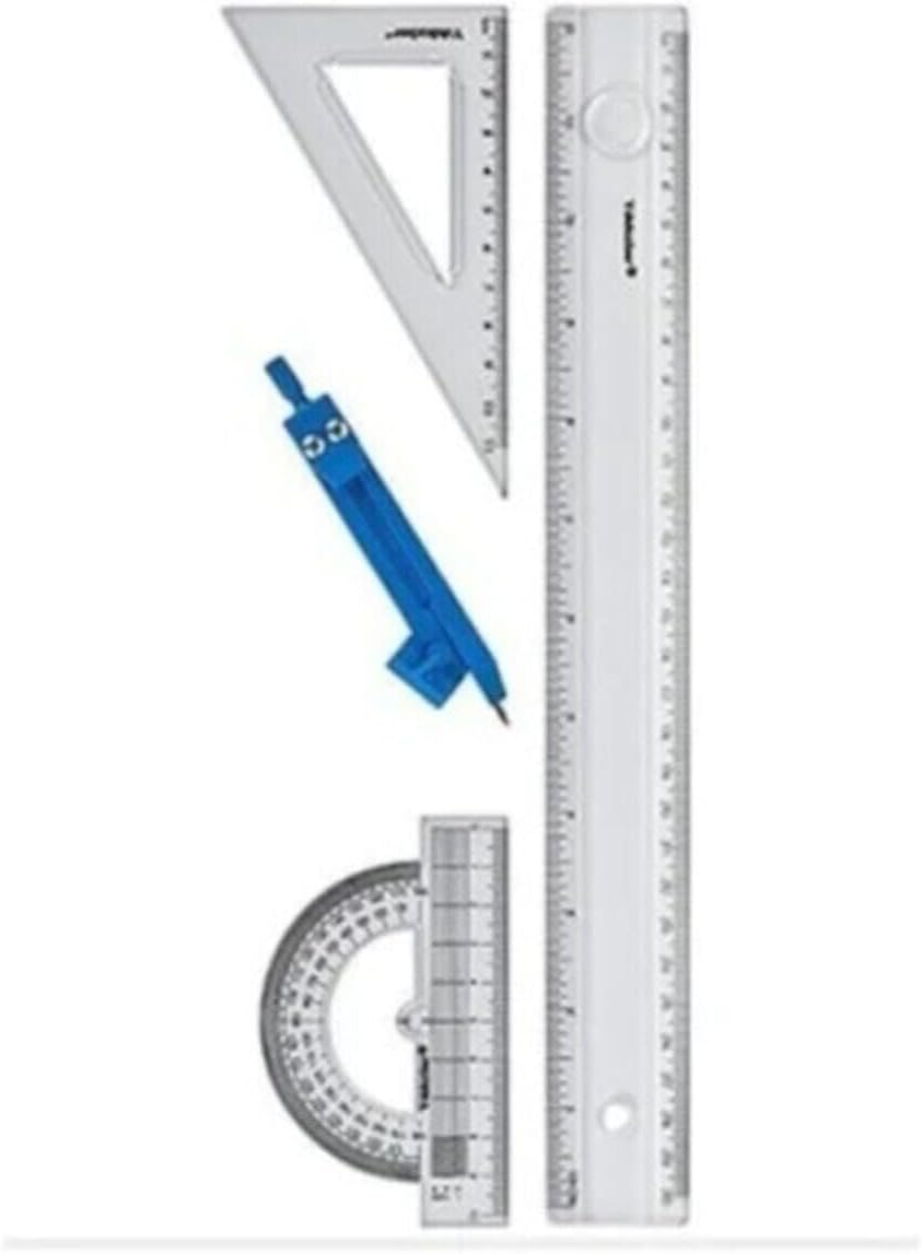 Yıldızlar Çizim Takımı (30Cm Cetvel+Gönye+İletki+Pergel) Tek Ebat Şeffaf