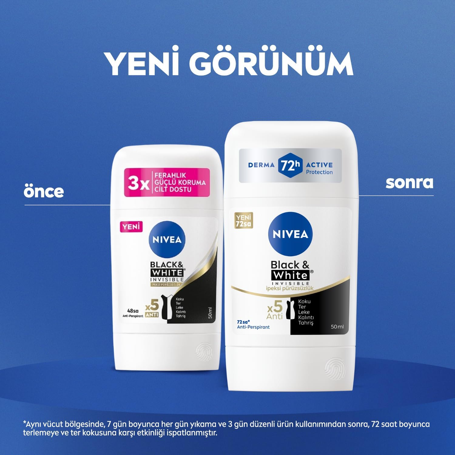 Kadın Stick Deodorant Black&White Invisible İpeksi Pürüzsüzlük 72 Saat Anti-Perspirant Koruma, 50 ml
