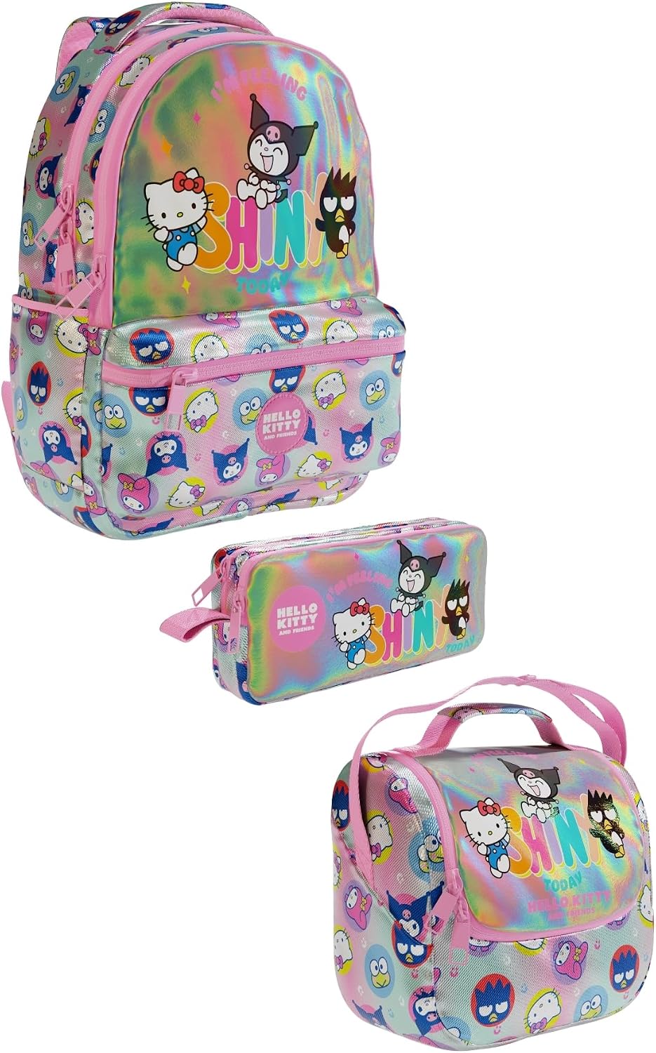 Hello Kitty-Kuromi & Friends Temalı Lisanslı Premium 3'lü Okul Seti Sırt Çantası-Beslenme Çantası-Kalemlik