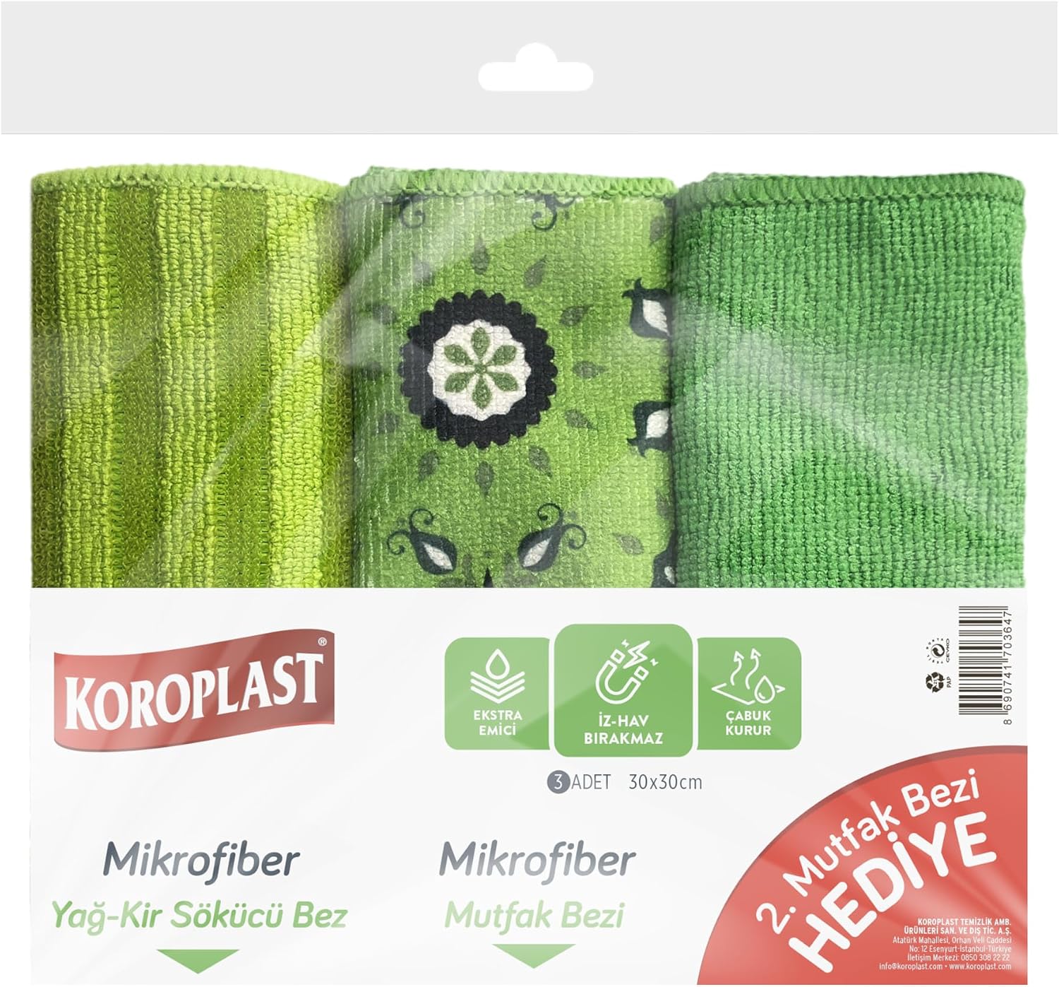 Çok Amaçlı Mikrofiber Temizlik Bezi 3'lü Ekonomik Paket, Yağ & Kir Sökücü, İz Bırakmaz, Ekstra Emici, Hızlı Kuruyan Mikrofiber Temizlik Bezi, Mutfak, Banyo, Ofis, Kafe, Otel, Mağaza, Araba