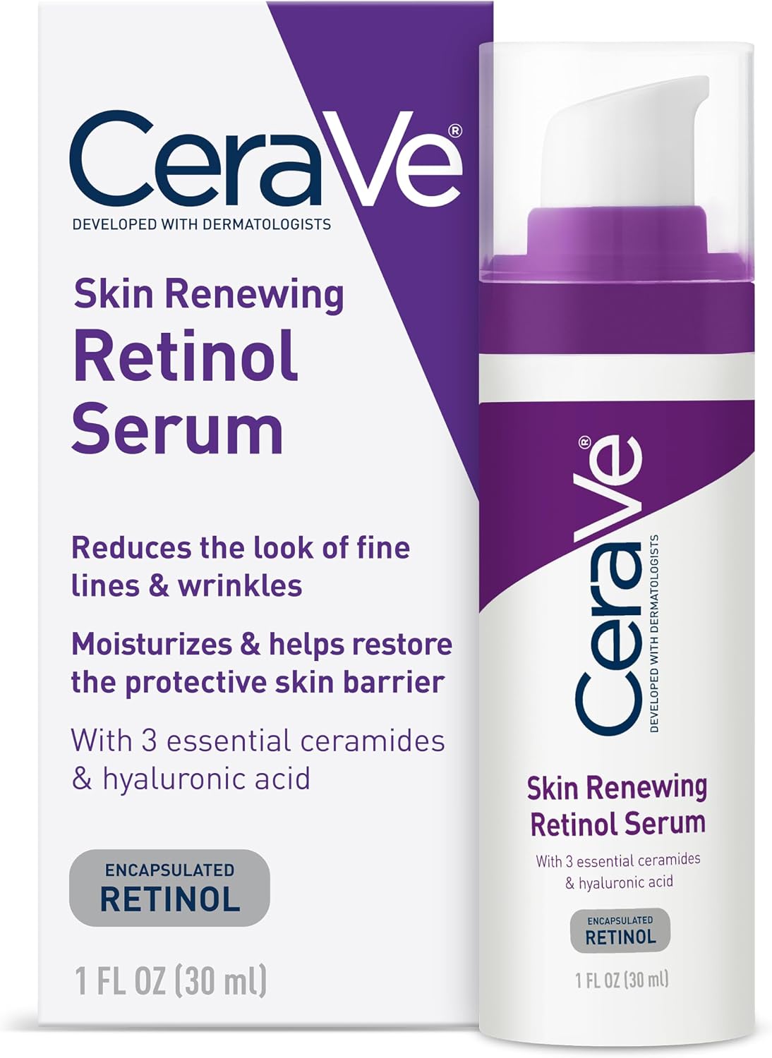 Anti Aging Retinol Serum For Face, Encapsulated Retinol With Hyaluronic Acid, Niacinamide & Ceramides, Smooths Wrinkles & Fine Lines, Gentle Skin Brightening Serum, Fragrance Free, 1 Oz