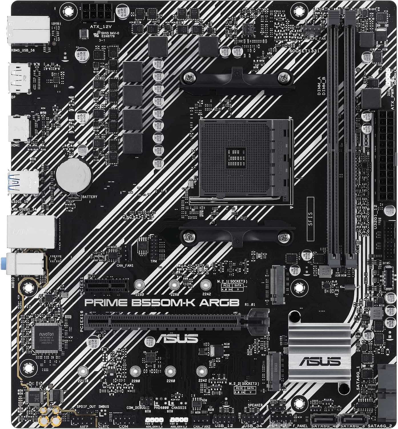 Prime B550M-K ARGB AMD B550 Soket AM4 DDR4 4866 Mhz mATX Gaming (Oyuncu) Anakart
