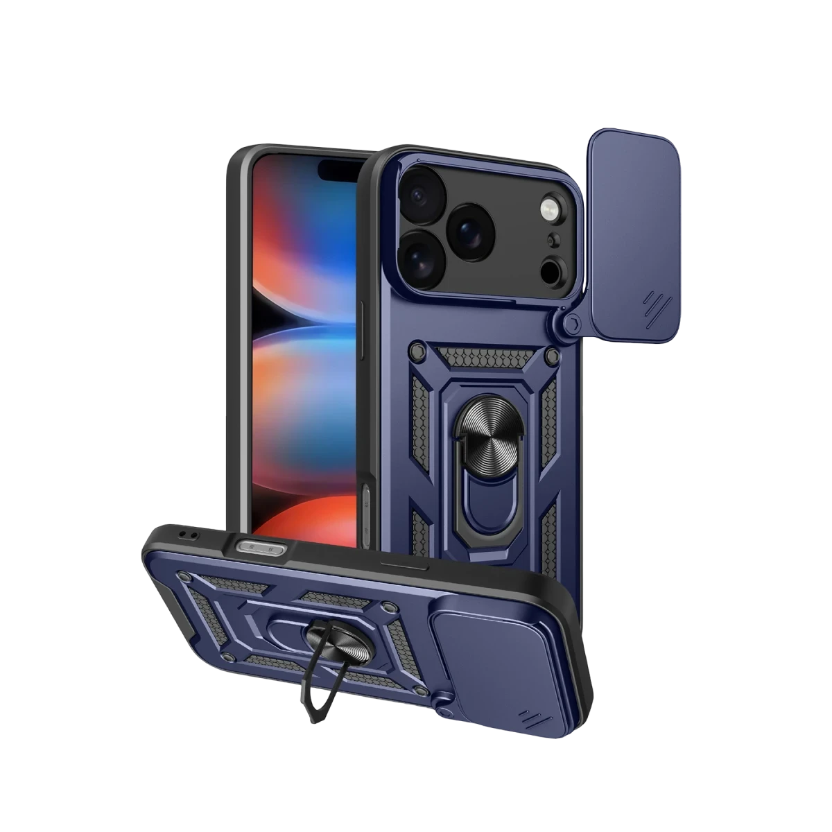 Apple iPhone 17 Pro Max Pars Lens Yüzüklü Silikon - Lacivert
