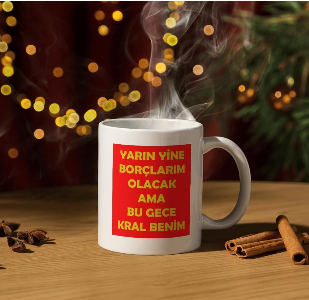 Bu Gece Kral Benim Baskılı Kupa Bardak Komik Yazılı Hediyelik Çay Kahve Kupası