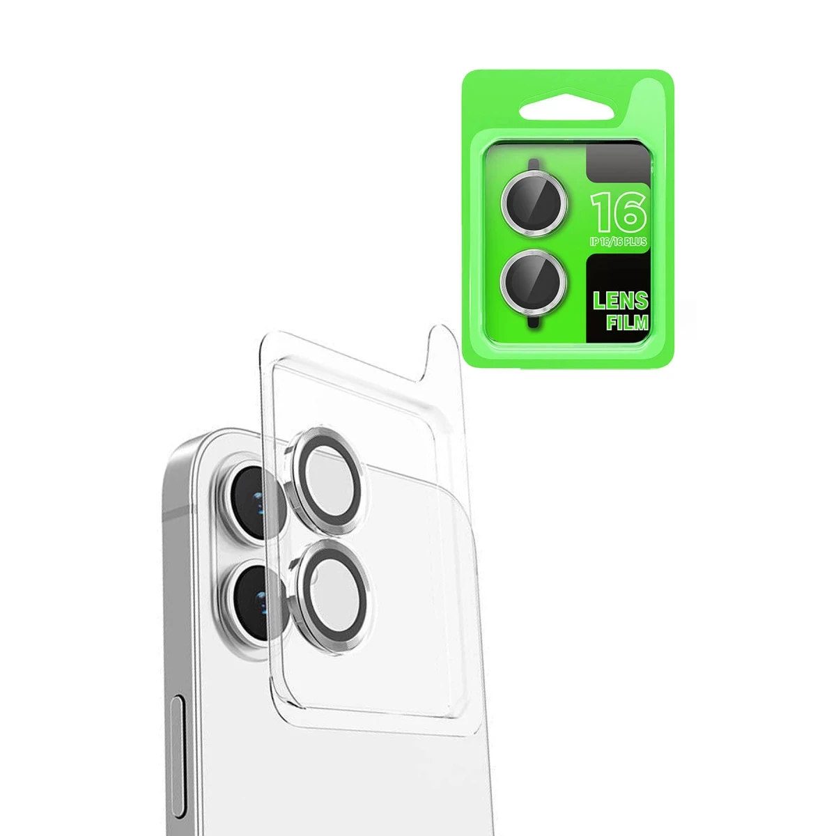 Apple iPhone 16 Plus Raze Metal Kamera Lens - Beyaz