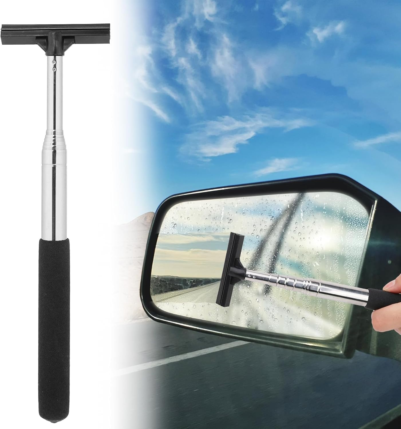 Teleskopik Mini Cam Çekeceği – 98 cm Uzayabilir Cam ve Ayna Temizleyici, Araç, Ev, Akvaryum ve Duş Camları İçin Uygun Silecek, Asorti Renk