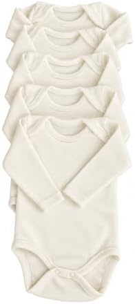 Yenidoğan Bebek Body 5’li Set, Unisex Ekru Organik Pamuk 0-3 Ay Body