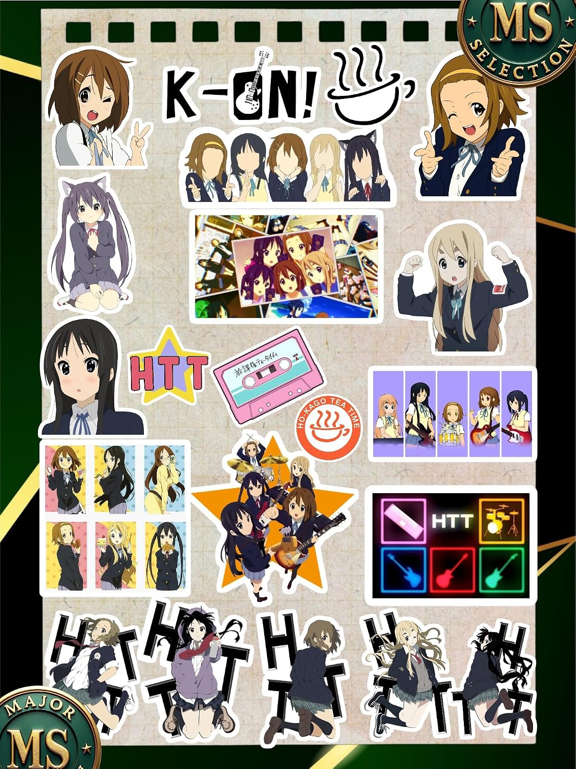 K-ON! Anime Sticker Seti 21 Adet – Suya Dayanıklı HTT Ho-Kago Tea Time Çıkartma Paketi – Laptop, Telefon, Valiz ve Defter İçin Sticker – 3-5 cm