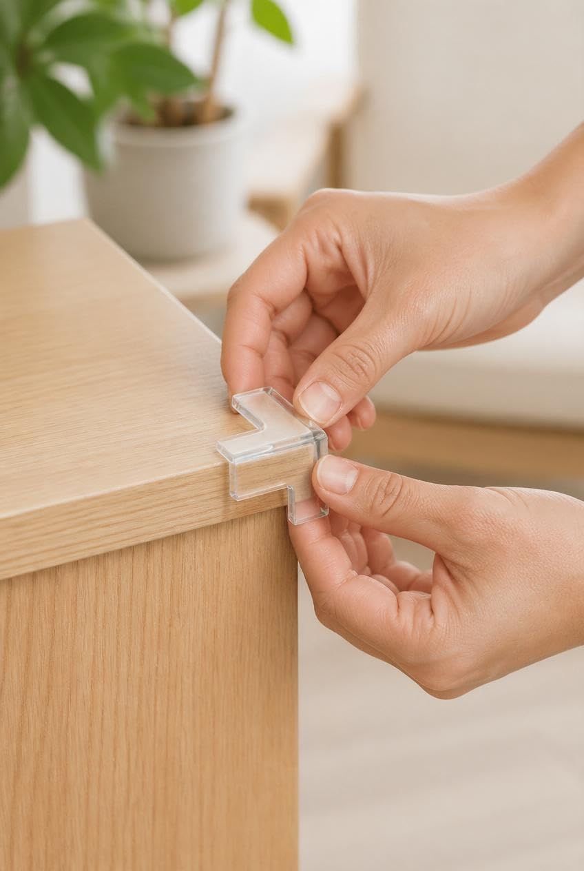 Silikon Masa Köşe Koruyucu, 8 Adet Şeffaf Kenar Koruma Aparatı, Masa Sehpa Dolap ve Mobilya Köşeleri İçin Darbe Önleyici