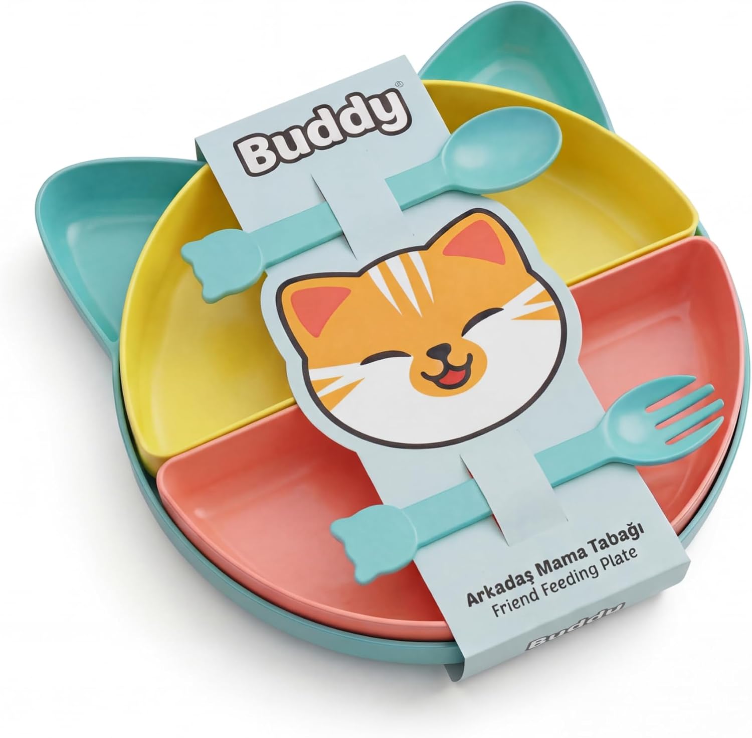 Kitty 7 Parça Mama Tabağı Seti, Bölmeli, BPA İçermez, Bulaşık Makinesinde Yıkanabilir (Tropikal)