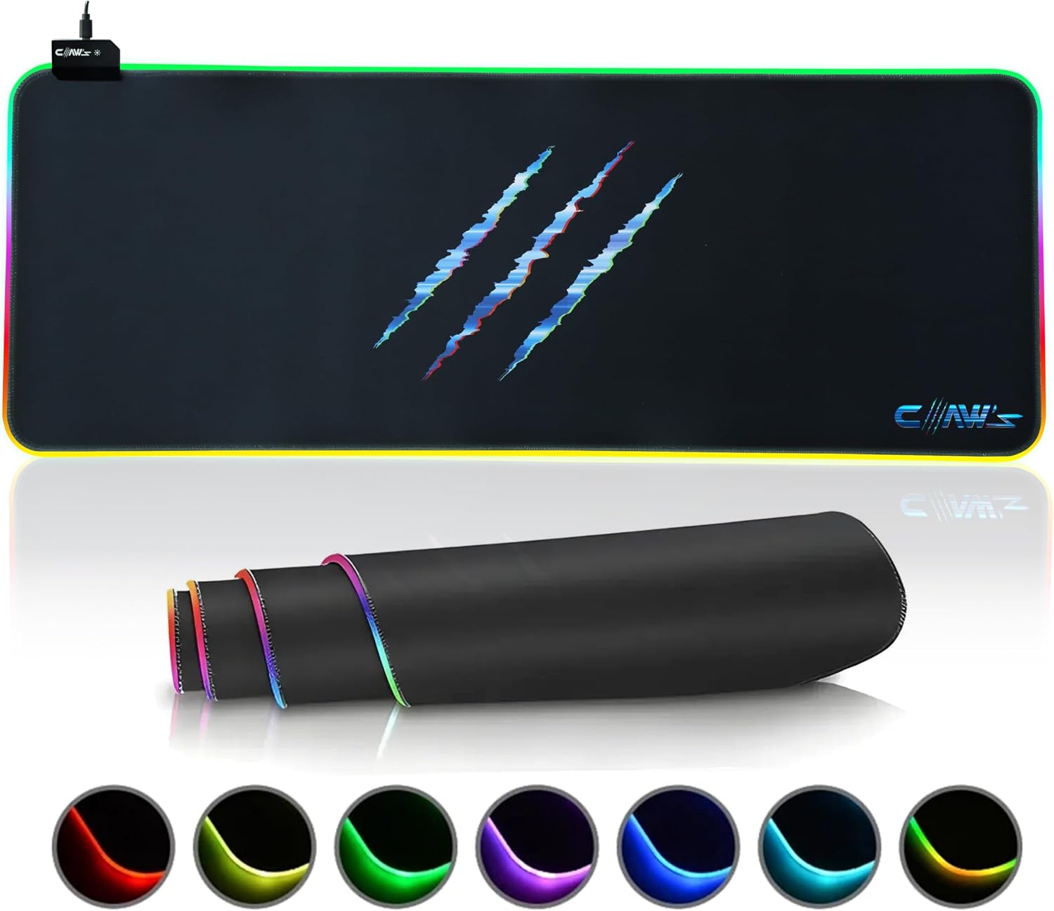 Raptor 80X30CM Mikrofiber Yüzey/Kaydırmaz Kauçuk Zemin 360° RGB Dikişli Xl Mousepad - Siyah