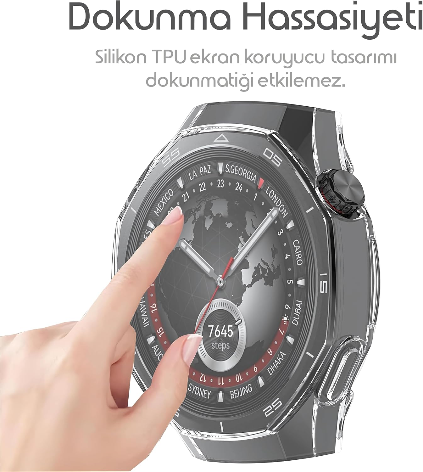 Huawei Watch GT5 Pro 46mm için 360° Kasa Koruyucu Yumuşak TPU Kılıf Dokunmatiği ve Netliği Etkilemeyen GT5 Pro Koruyucu Darbelere Karşı Huawei Watch GT 5 Pro Ekran Koruyucu Kılıfı (Şeffaf)